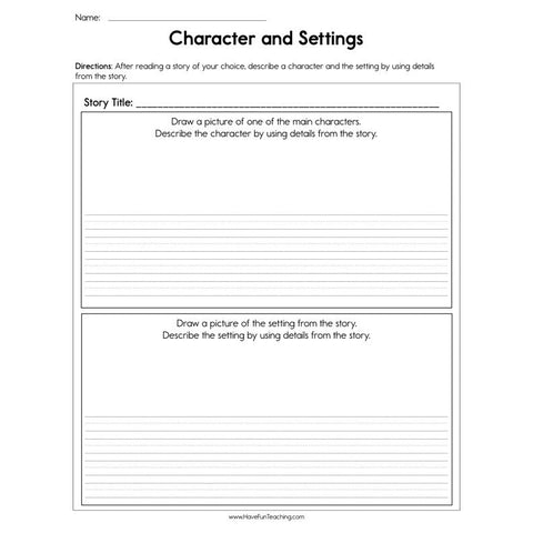 Character and Settings Worksheet