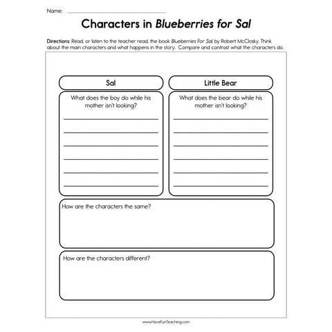 Characters in Blueberries for Sal Worksheet