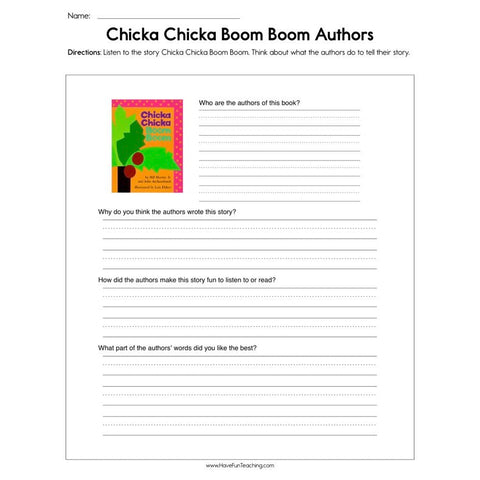 Chicka Chicka Boom Boom Authors Worksheet