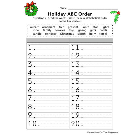 Alphabetical Order Worksheet 28