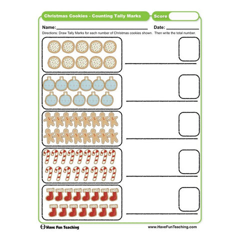 Christmas Cookies Counting Tally Marks Worksheet