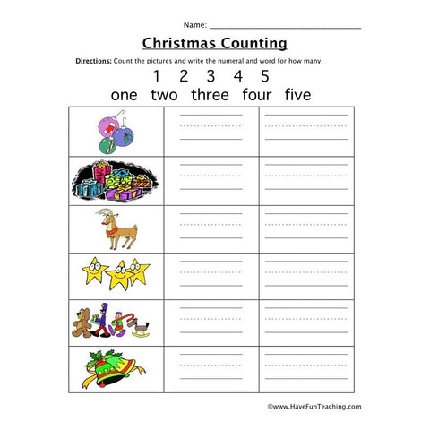 Christmas Counting Worksheet 3
