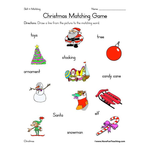 Christmas Matching Worksheet