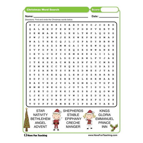 Christmas Words Word Search Worksheet