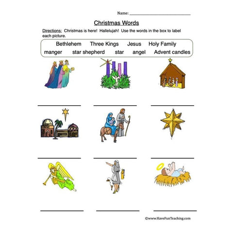 Christmas Words Worksheet 3