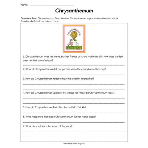 Chrysanthemum Worksheet