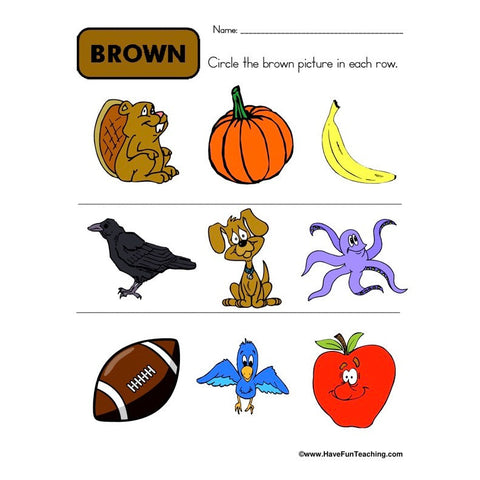 Color Brown Worksheet