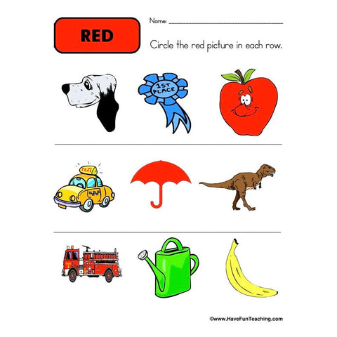 Color Red Worksheet