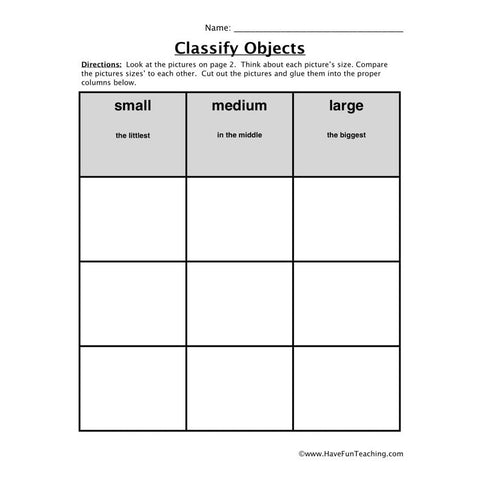 Classification Worksheet