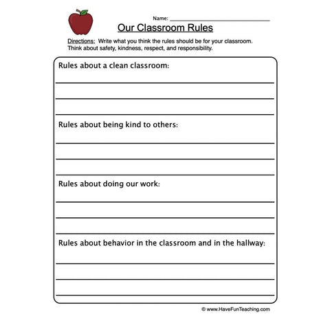 Classroom Rules Worksheet