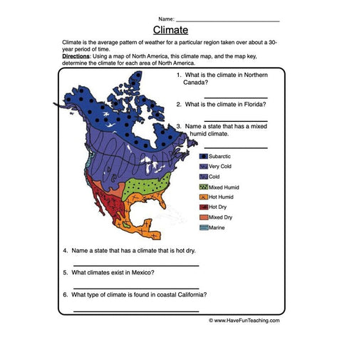Climate Worksheet