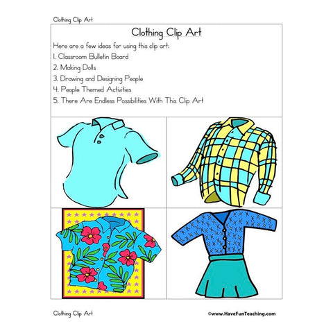 Clothing Clip Art Worksheet