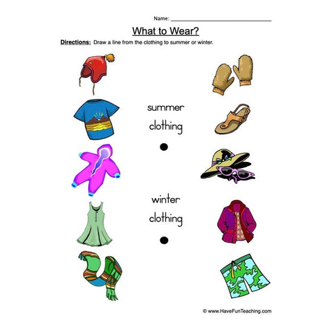 Clothing Worksheet