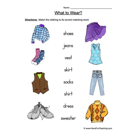 Clothing Worksheet 2