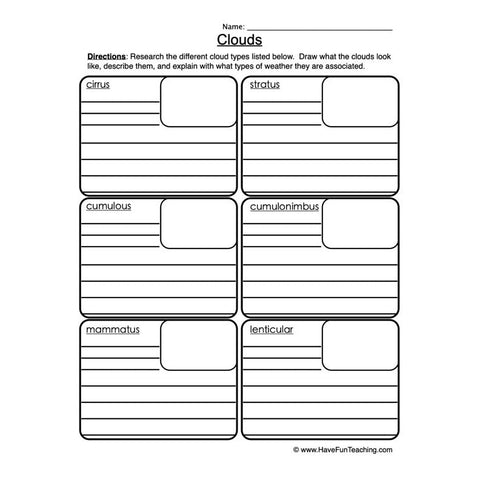 Clouds Worksheet 3