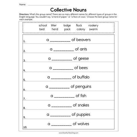 Collective Nouns Worksheet
