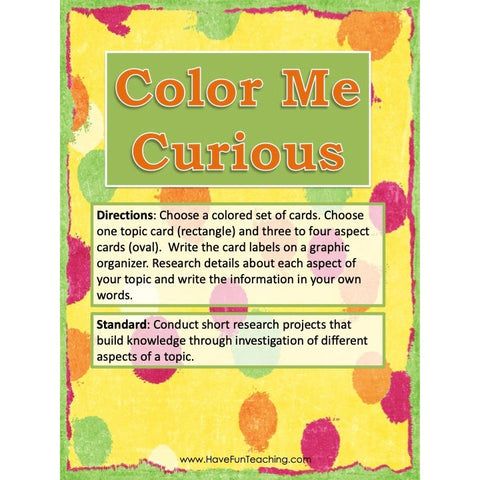 Color Me Curious Research Writing Game