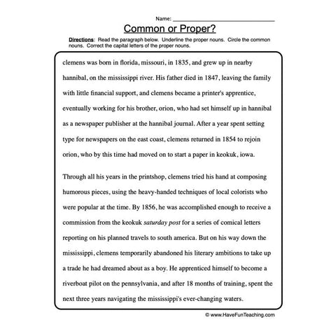 Common Proper Nouns Worksheet 4