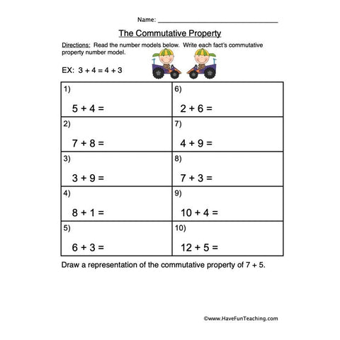 Commutative Property Addition Worksheet