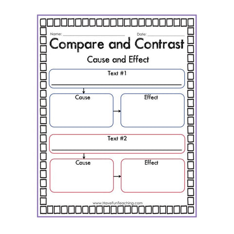 Compare and Contrast Cause and Effect Graphic Organizer