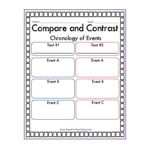 Compare and Contrast Chronology of Events Graphic Organizer