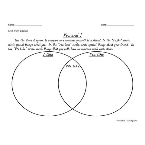Compare and Contrast You I Graphic Organizer