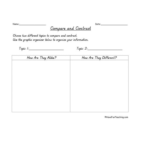 Compare and Contrast Graphic Organizer 3