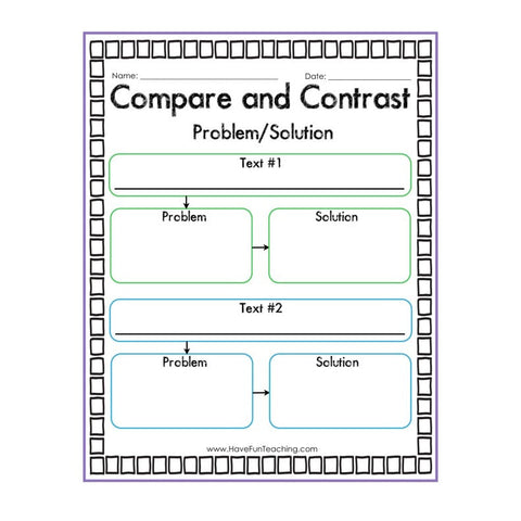Compare and Contrast Problem Solution Graphic Organizer