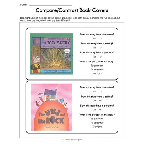 Compare Contrast Book Covers Worksheet