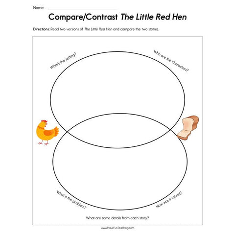 Compare Contrast the Little Red Hen Worksheet