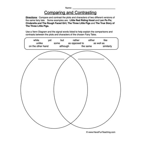 Compare Contrast Worksheet