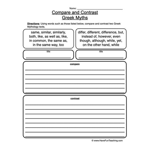 Compare Contrast Worksheet 2