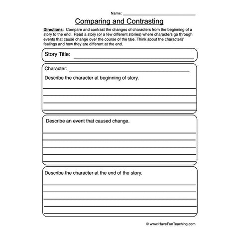 Compare Contrast Worksheet 3