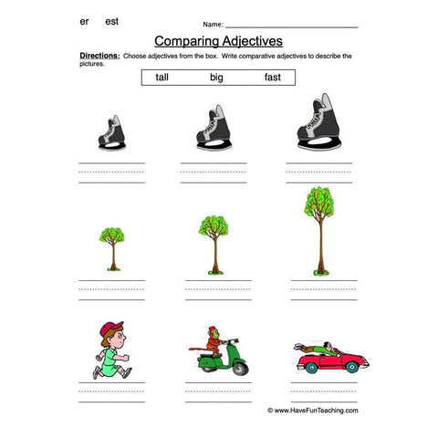 Comparing Adjectives Worksheet