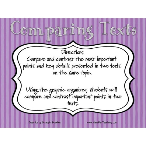 Comparing Texts Compare and Contrast Game