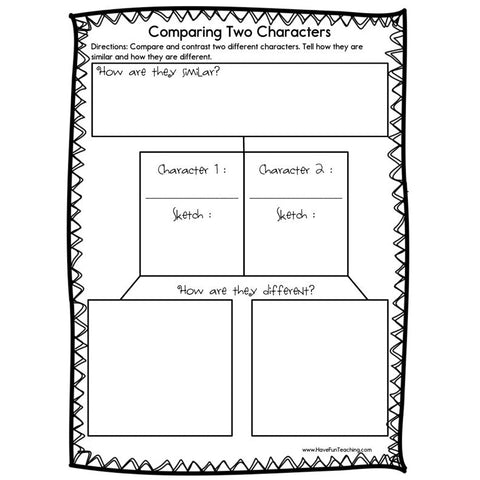 Comparing Two Characters Worksheet