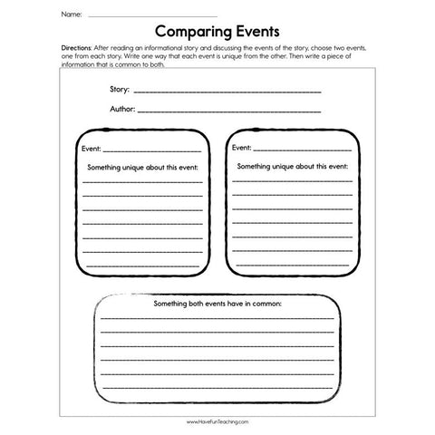 Comparing Two Events Worksheet