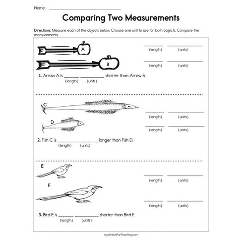 Comparing Two Measurements Worksheet