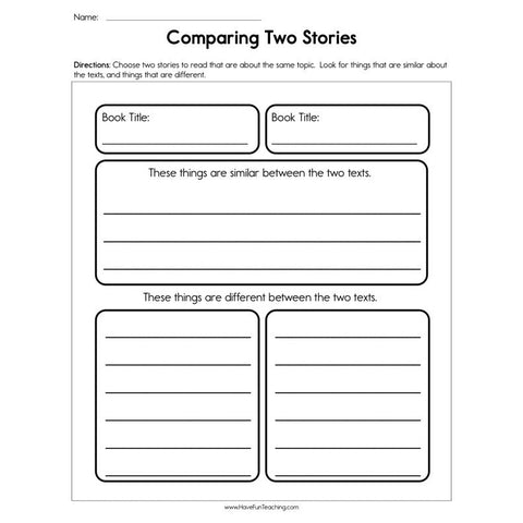 Comparing Two Stories Worksheet