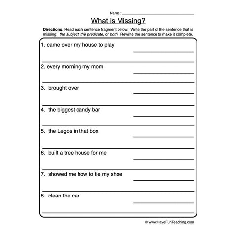 What Is Missing? Worksheet
