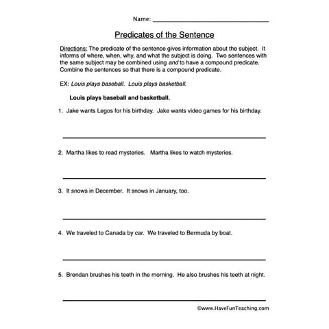 Compound Predicates Worksheet