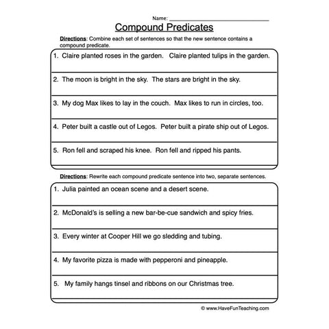 Compound Predicates Worksheet 2
