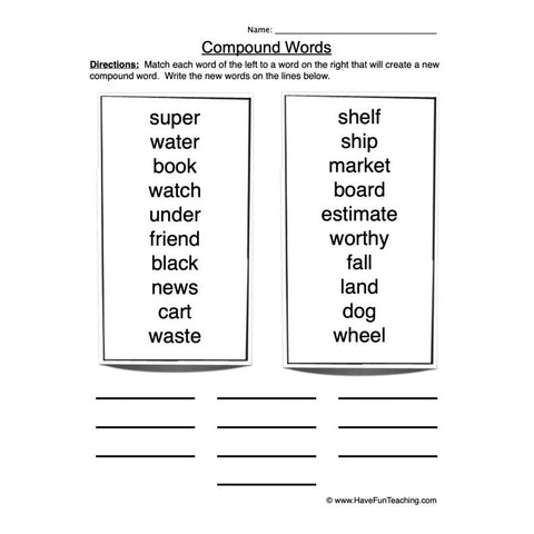 Compound Words Worksheet 4
