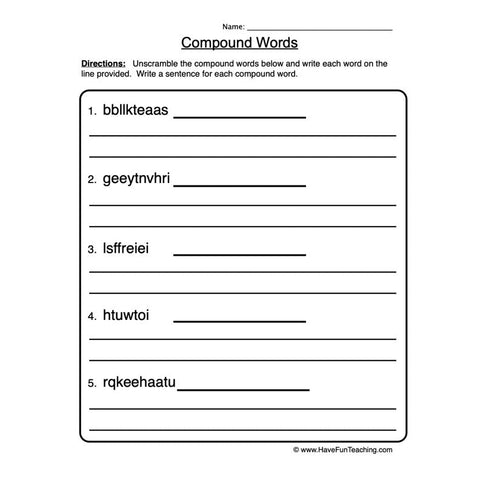 Compound Words Worksheet 6