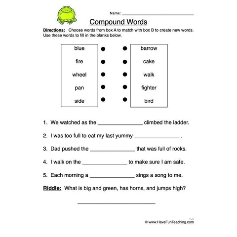 Compound Words Worksheet 8