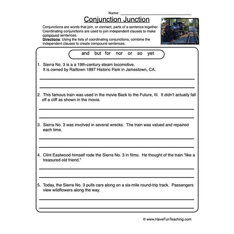 Conjunction Worksheet