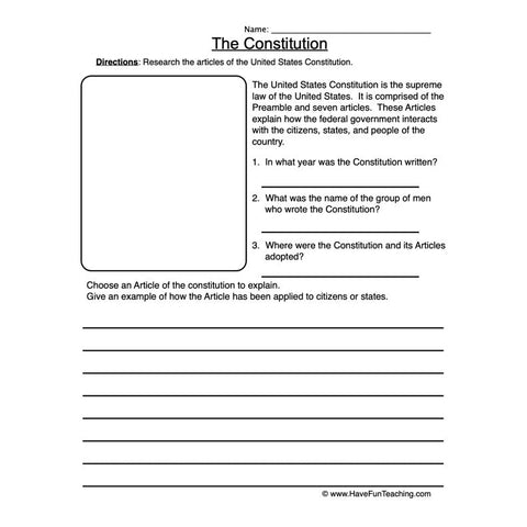 Constitution Worksheet