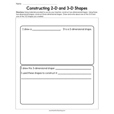 Constructing 2D and 3D Shapes Worksheet