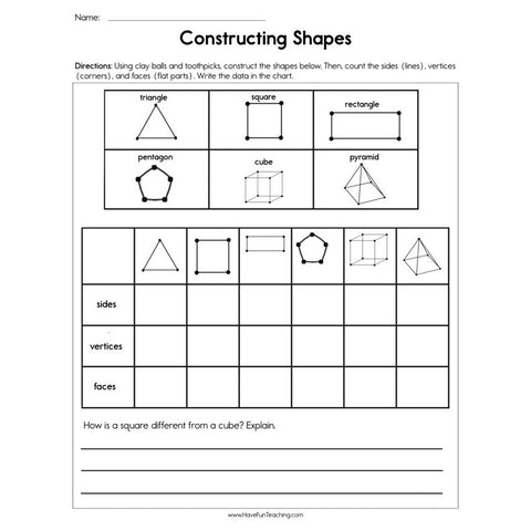 Constructing Shapes Worksheet