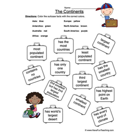 Continents Worksheet 4